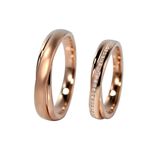 18K金戒指结婚对戒天作之合玫瑰金彩金女士AU750定制情侣钻石戒指