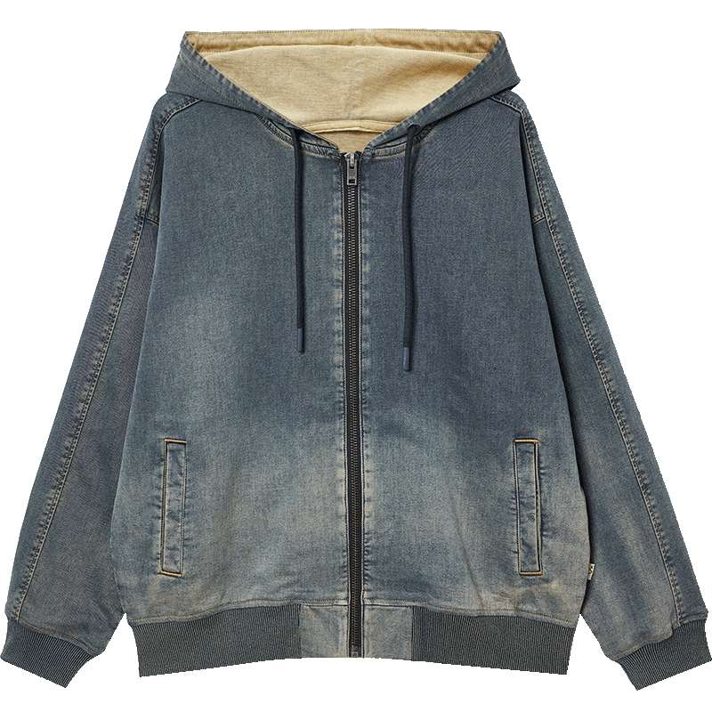 杰克琼斯男生2025年秋牛仔夹克连帽复古外套做旧225357003