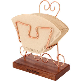 Koonan手冲咖啡滤纸架 不锈钢乌檀木底座支架 V形扇形过滤纸通用