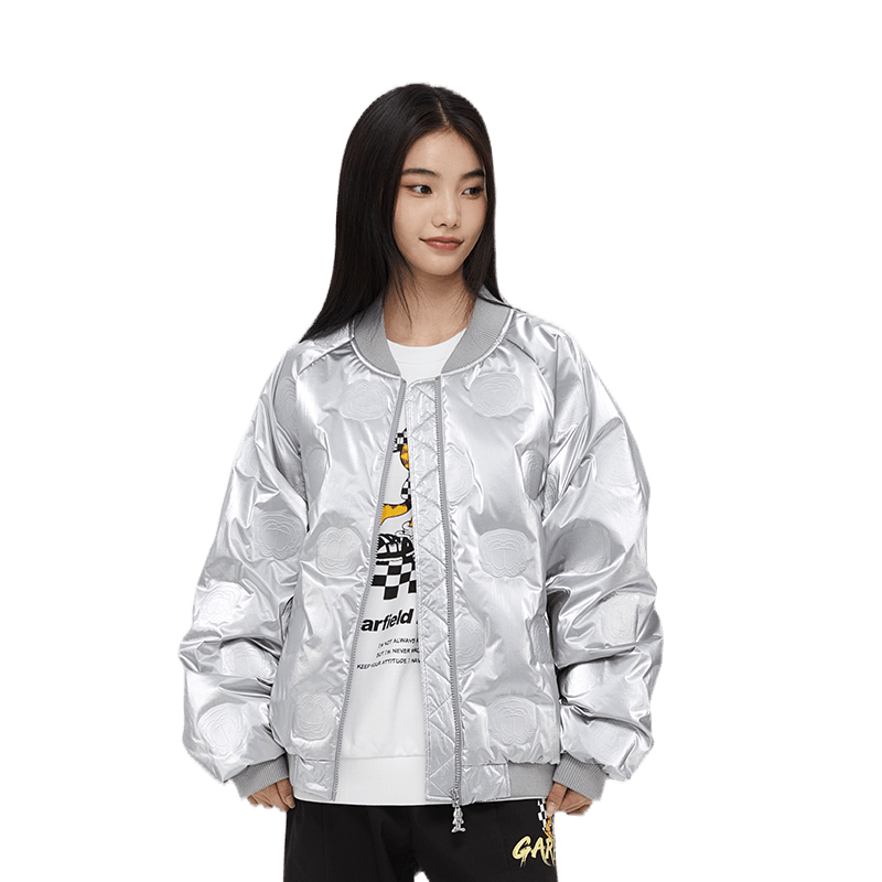 Fun潮牌情侣羽绒服男女秋冬加菲猫连帽个性保暖宽松潮酷休闲外套