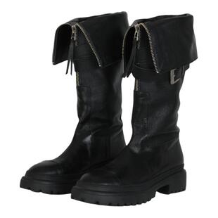 2026春夏新款不过膝长靴女马丁靴皮带扣厚底机车骑士靴高筒时装靴