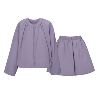 三与十三|冬日午后|百搭宽松显瘦套装纯色长袖外套半身裙两件套女