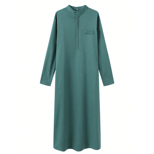 中东男士长袍立领长袖宽松礼拜服阿拉伯穆斯林民族服饰大码衬衫袍