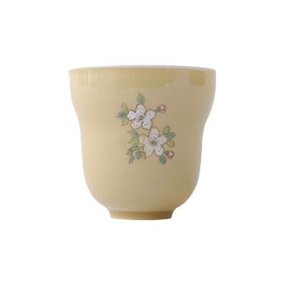 娇黄粉彩手绘福禄小茶杯