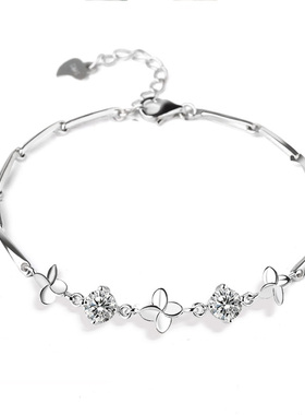 四叶草银饰时尚风韩版白色手串