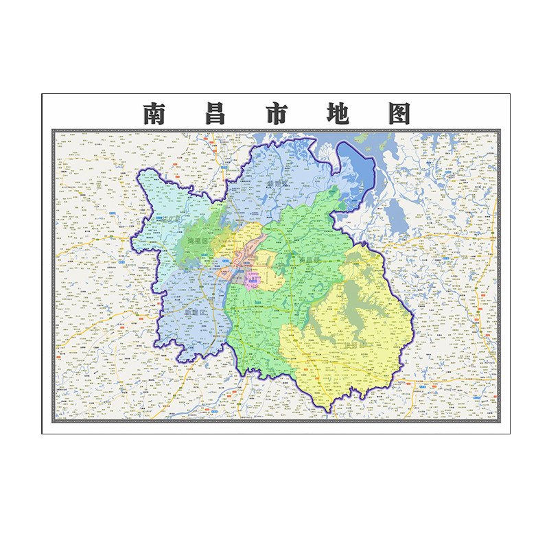 南昌市地图1.1m贴图现货高清新款江西省行政信息交通区域路线划分