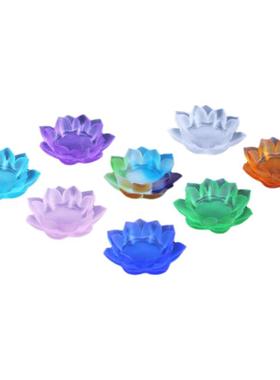 琉璃莲花酥油灯烛台供具摆件