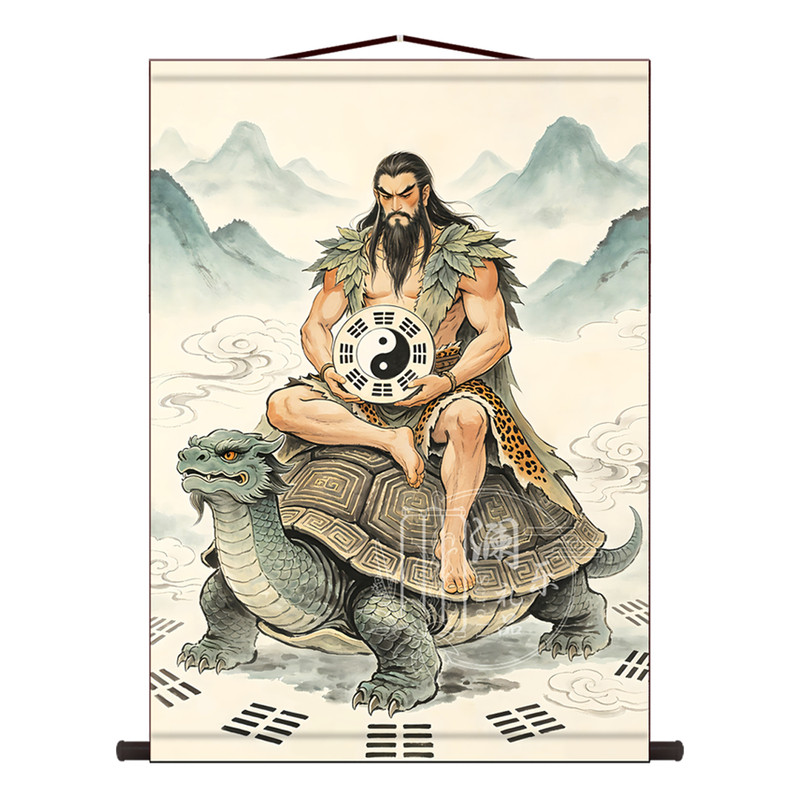 女娲娘娘伏羲大帝画像客厅玄关沙发背景墙面卧室装饰画中式卷轴画