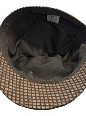 辣妹风格纹马术平顶帽复古贝雷帽