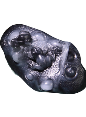 莲蓬青蛙手把件青花籽料和田玉