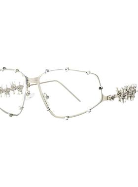 gm同款千禧金属框镶钻眼镜高级感