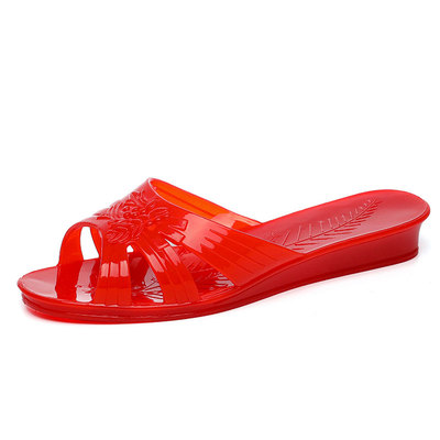 坡跟水晶软底防滑居家拖鞋