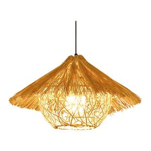 草帽吊灯东南亚藤编创意竹艺餐厅婚庆店饭店民宿灯罩竹编装饰吊灯