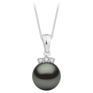 BEAUFINA百分娜皇冠系列大溪地海水珍珠项链18K金钻石吊坠锁骨链