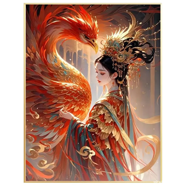 凤凰神女方钻满钻钻石画2026新款高颜值满粘砖贴钻十字绣女生卧室