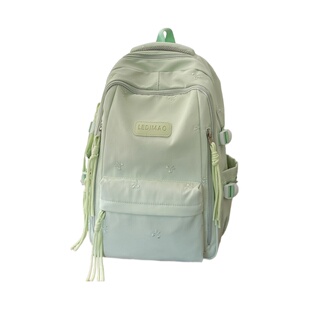 韩系少女双肩包大容量纯色百搭学生书包初高中生多层轻便双肩背包