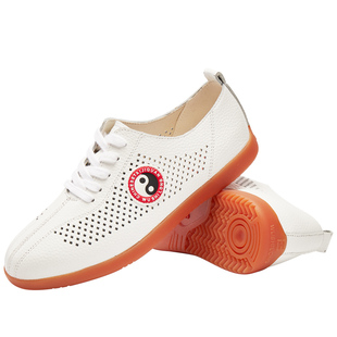 武士龙太极鞋男头层牛皮牛筋底女新品晨练武术鞋女练功训练运动鞋