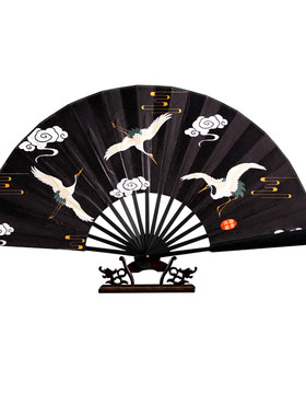 中国风手工绢布竹子扇子