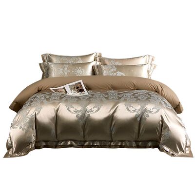 100支全棉贡缎提花四件套双人床