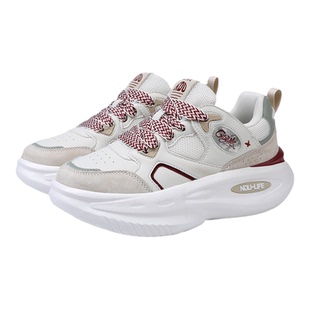 NDU/恩度男鞋运动鞋革面休闲鞋女士软底复古情侣款厚底老爹鞋子