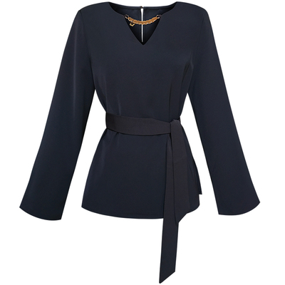 通勤时尚复古百搭纯色T恤衬衫