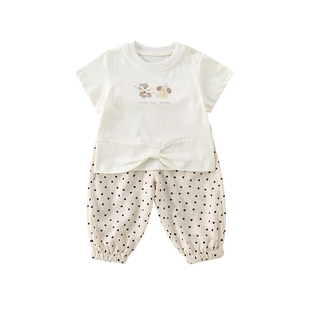 女童套装2026夏季新款女宝宝卡通短袖薄款防蚊裤分体两件套夏装