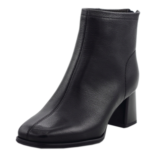 富丽粗跟短靴女2025年冬季新款羊皮方头高跟马丁靴女棉靴121-579