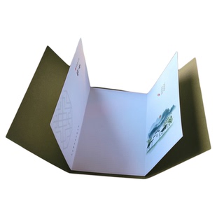 qj102迷你小卡片折卡贺卡超大请柬明信片请帖请柬竹子卡片三折卡