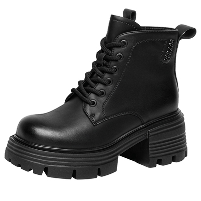 戈美其厚底真皮系带马丁靴