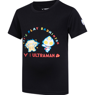 VICTOR威克多胜利羽毛球服奥特曼联名系列儿童运动短袖T-504JRUTM