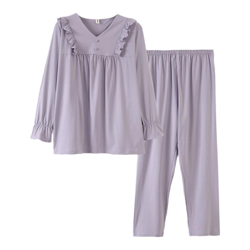 秋冬胖mm大码睡衣200斤女纯棉长袖套头加肥加大宽松套装300斤6XL