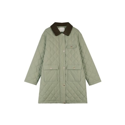 solighter菱形格中长款羽绒服