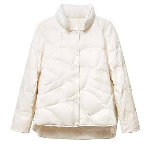 新款国潮祥云轻薄羽绒服女短款立领薄款小个子冬季宽松外套