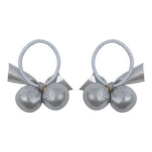 宝宝可爱银色蝴蝶结头饰小球球发圈儿童韩系皮筋发绳头绳发饰女童