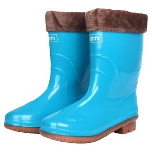 正品回力女款中高筒雨鞋加棉牛筋底防滑放水雨靴时尚女士套鞋水鞋