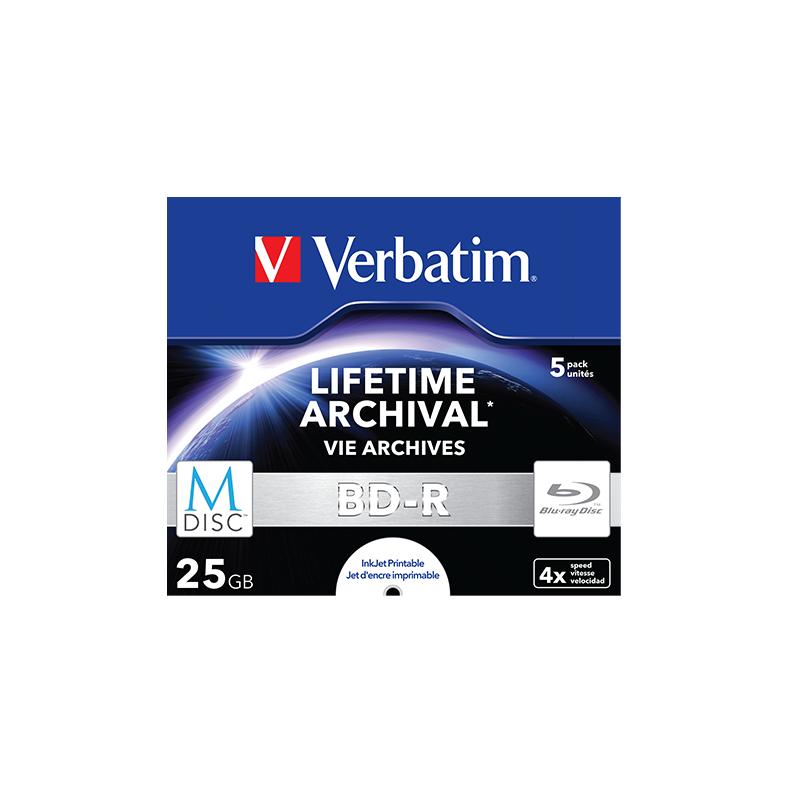 Verbatim威宝档案级光盘蓝光光盘M-Disc千年光盘BD-R可打印一次性