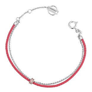 BORNTOBOOM REDLINE编织皮绳拼纯银手链本命年礼物转珠情侣红手绳