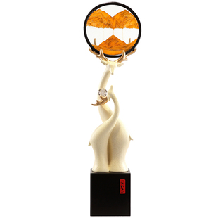 福鹿相依福禄流沙画摆件高级感客厅电视柜壁龛装饰品乔迁新居礼物