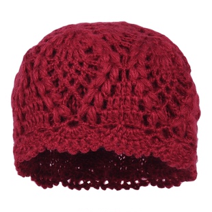 女士帽子秋冬季针织帽手工钩花包头帽遮白发帽子保暖优雅文艺复古