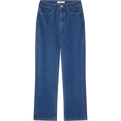 LK BENNETT深蓝色牛仔裤女春新款时尚百搭显瘦烟管裤