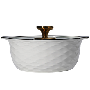 新款家用双耳带盖汤煲大号陶瓷汤盆耐高温专用玻璃盖汤碗大容量