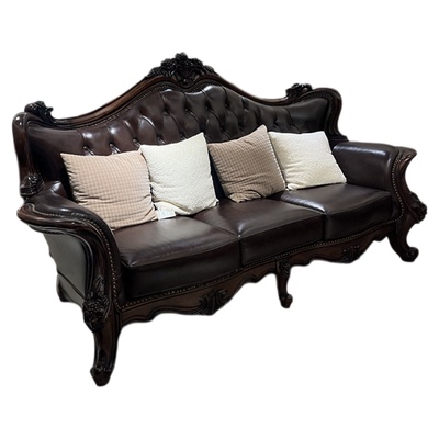 蒙杰西美式复古真皮沙发客厅轻奢