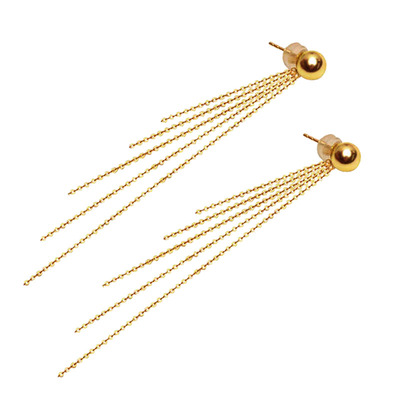 k金流苏耳线耳坠流苏耳线女黄金