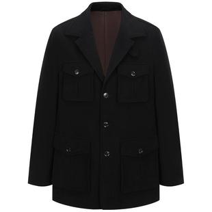 GIOVANNI VALENTINO猎装夹克外套男士黑色休闲春季工装灯芯绒上衣