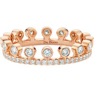 [礼物]De Beers 戴比尔斯 Dewdrop 露珠18K玫瑰金单层全密镶戒指