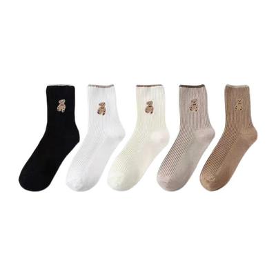 袜子女中筒袜韩版学生潮流甜美卡通堆堆袜可爱泰迪熊四季百搭运动