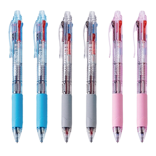 雄狮四色中油笔圆珠笔SG-005拿可爱换妮学生用彩色中油笔0.5mm粉红蓝黑色笔芯按动式彩色笔杆商务办公原子笔