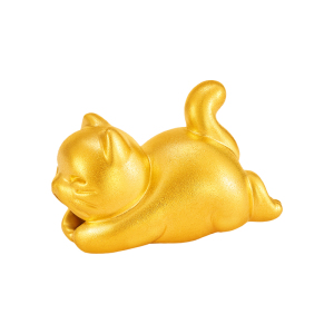 明牌珠宝趴趴猫硬金手链 黄金可爱猫咪财气转运珠足金串珠AFP1299