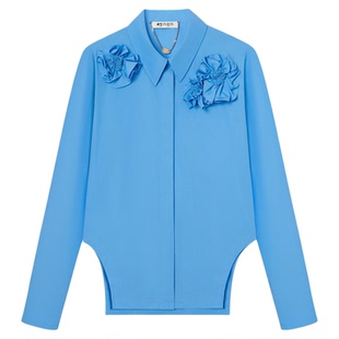 【新品】PORTS 1961早秋女士立体花卉长袖衬衫