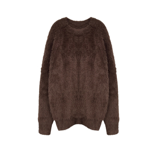 3ts 11/23 秋冬软糯厚实毛衣仿水貂绒宽松针织衫慵懒长毛拉绒上衣